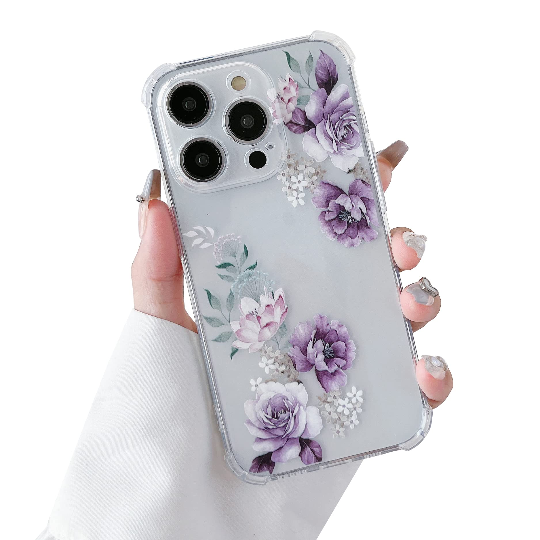 【サイズ:iPhone15(ClearBlack)_色:Flowers】CASE Amazon.com: Wildflower Cases - Black & Pink Floral Case